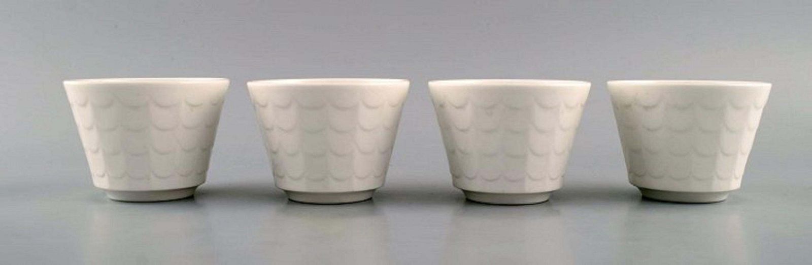 Wilhelm Kåge For Gustavsberg, Four Flower Pot Covers In Porcelain, 1960s photo furniture