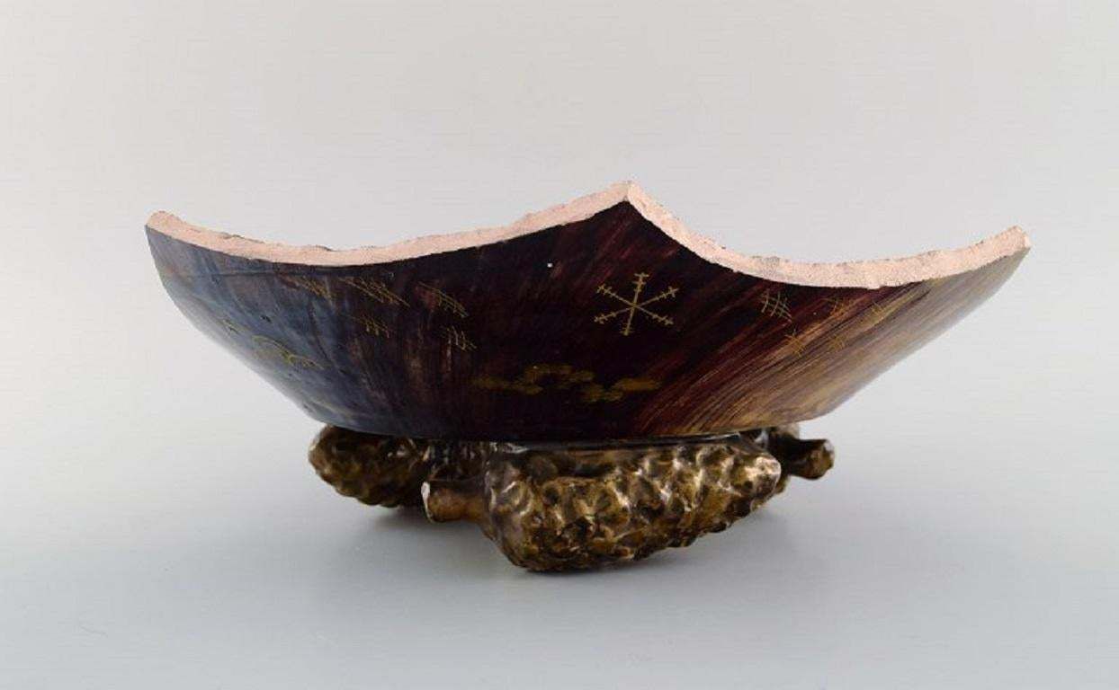 Emile Gallé For St. Clement, Nancy, Antique Art Nouveau Bowl In Faience photo furniture