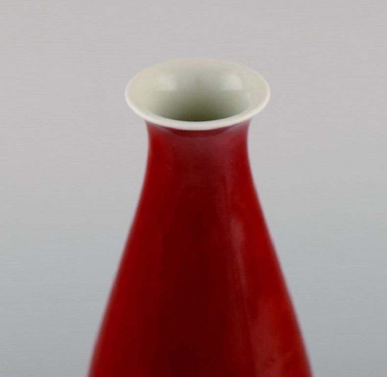 Thorkild Olsen For Royal Copenhagen, Vase In Red And White Porcelain, 1920s photo for sale