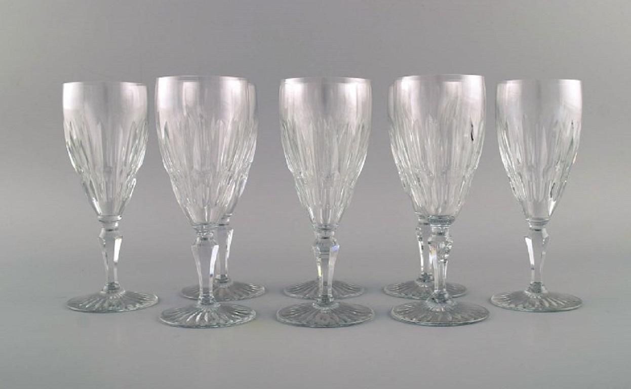 Baccarat, France, Eight Art Deco Red Wine Glasses In Crystal Glass photo furniture