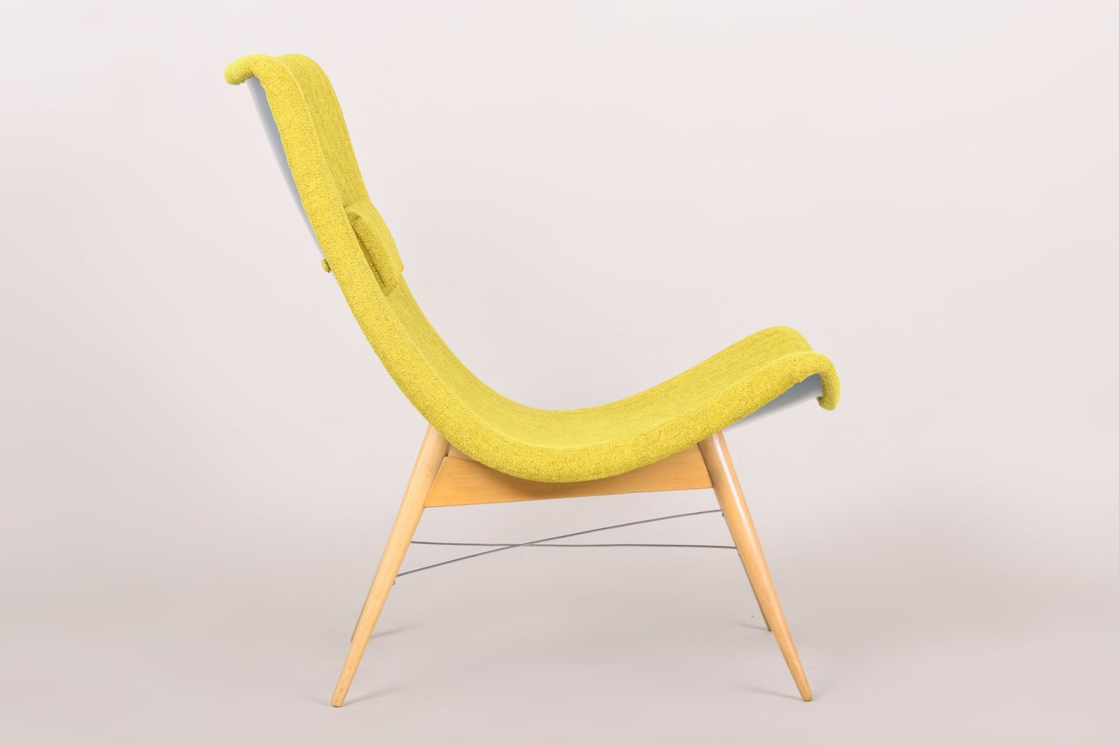 Yellow Mid Century Modern Armchair, Made In 1950s Czechia. Restored. Navratil. photo 800.0