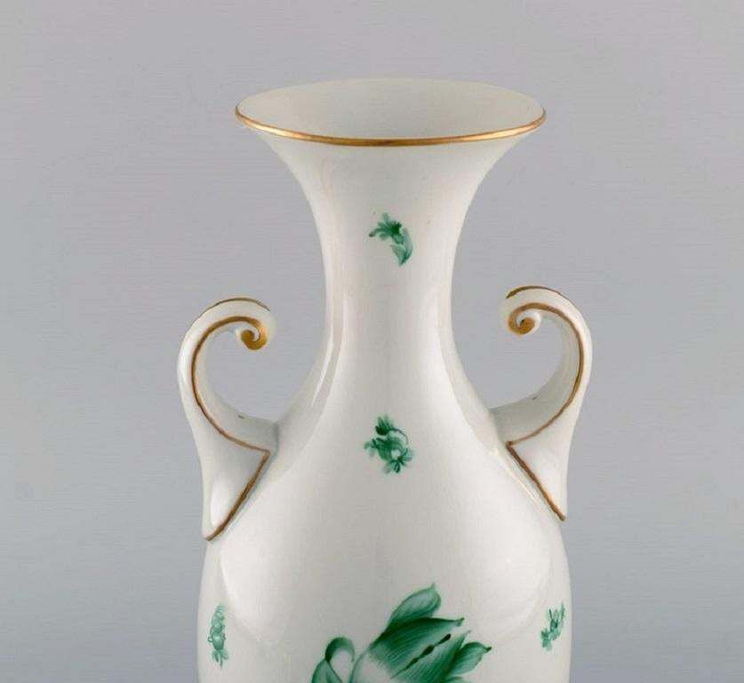 Large Herend Green Chinese Vase In Hand Painted Porcelain, Mid 20th Century photo furniture