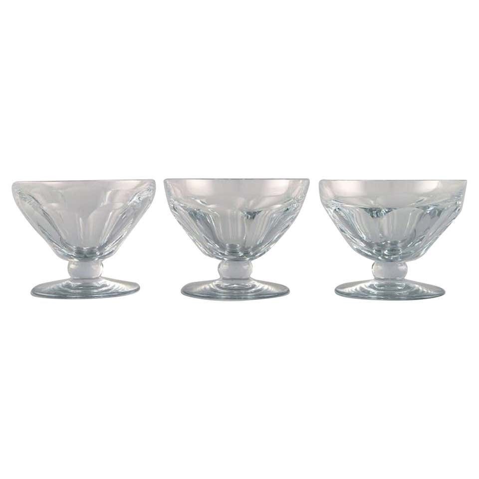 Baccarat, France, Three Tallyrand Glasses In Clear Mouth Blown Crystal Glass