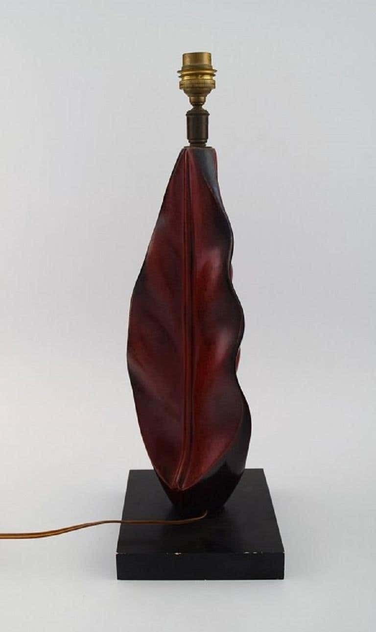 Organically Shaped Table Lamp In Hand Painted Wood On Base, Mid 20th Century photo for sale