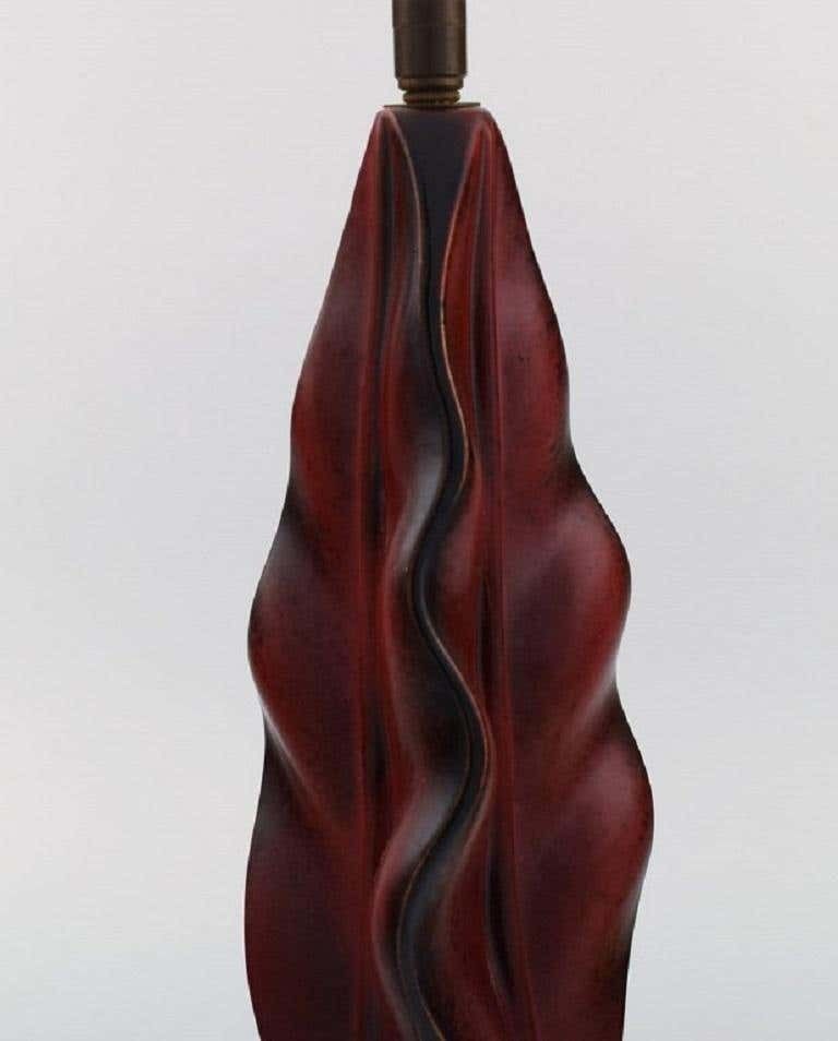Organically Shaped Table Lamp In Hand Painted Wood On Base, Mid 20th Century photo vinterior
