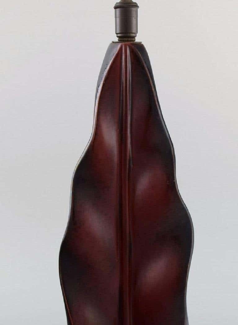 Organically Shaped Table Lamp In Hand Painted Wood On Base, Mid 20th Century photo vintage