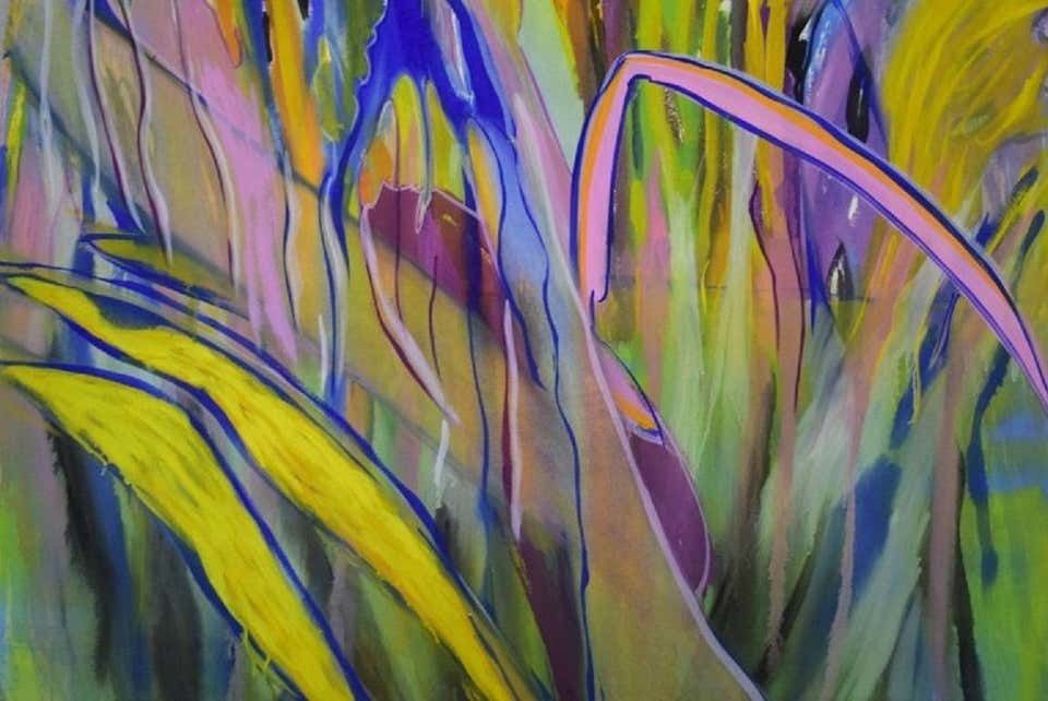 Ivy Lysdal, Mixed Media On Cardboard, Large Abstract Modernist Painting photo furniture