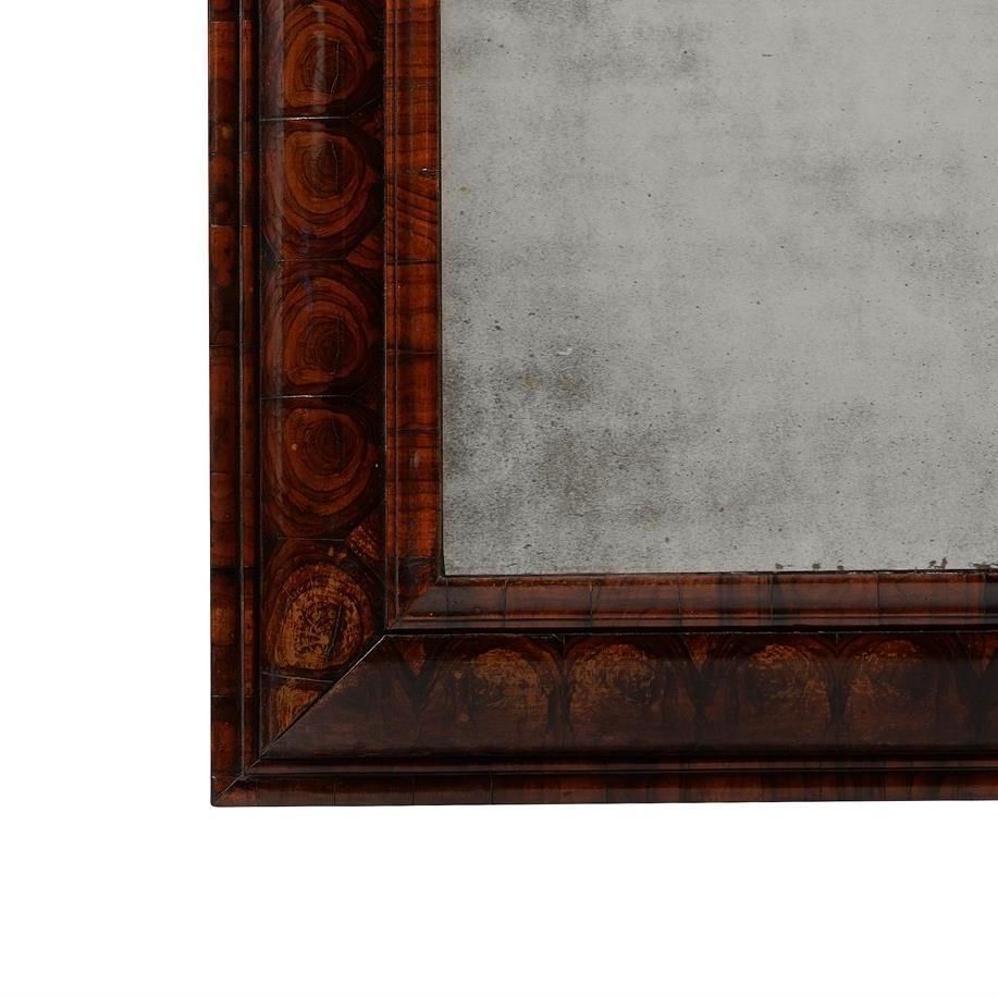 Large 17th Century William And Mary Olive Oyster Cushion Mirror, C. 1690 photo for sale