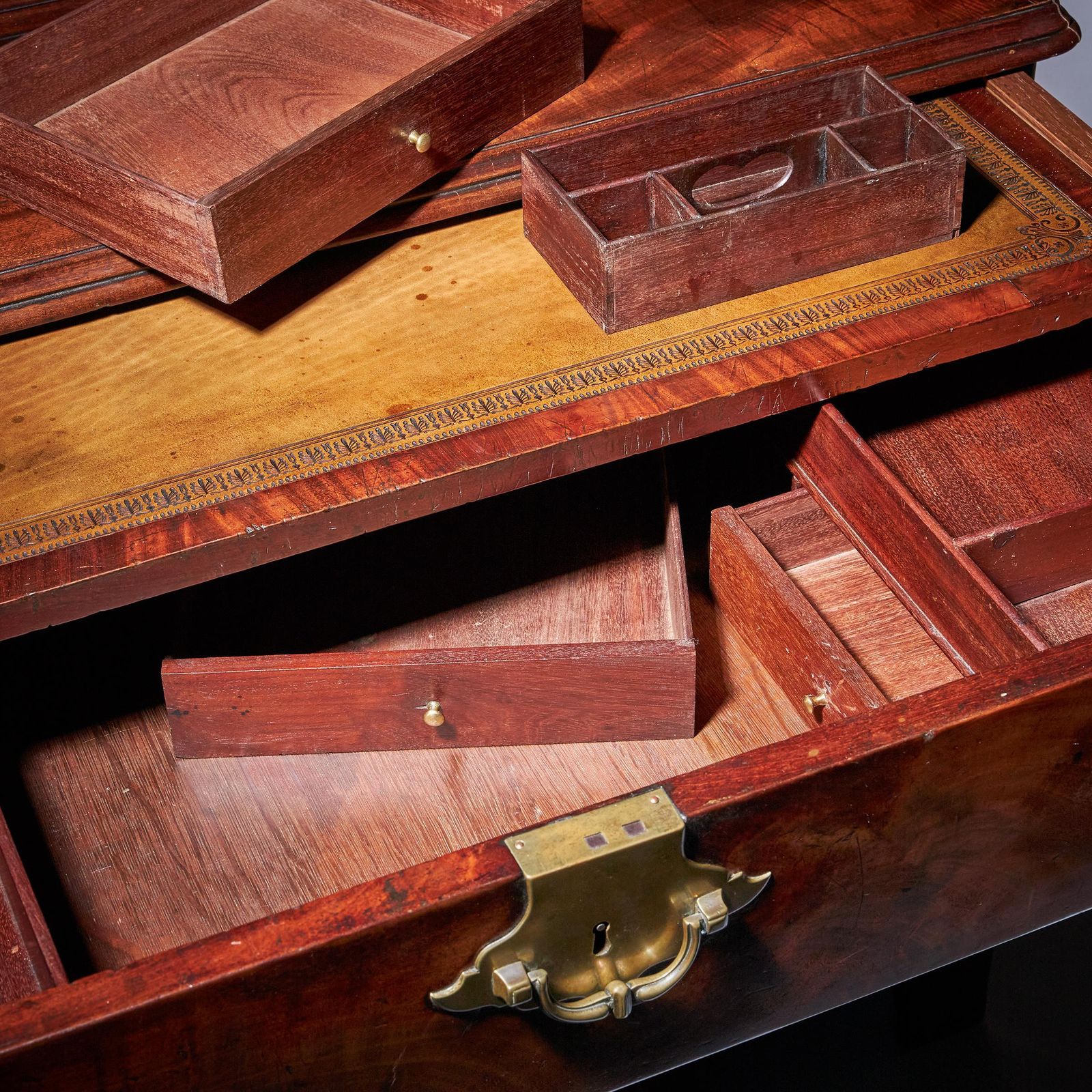 photo for sale A George II Irish Mahogany Secretaire Kneehole Bookcase Att. C. Hearn