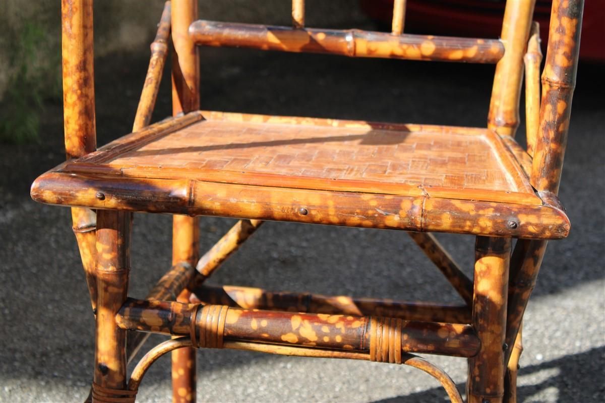 photo for sale Pair Mid Century Bamboo Chairs Brass Parts Gabriella Crespi Style 1950s