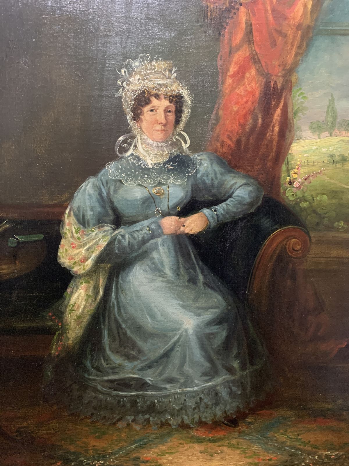 Regency Full Length Portrait Of A Lady In An Interior Oil On Canvas Signed And Dated 1827 photo furniture