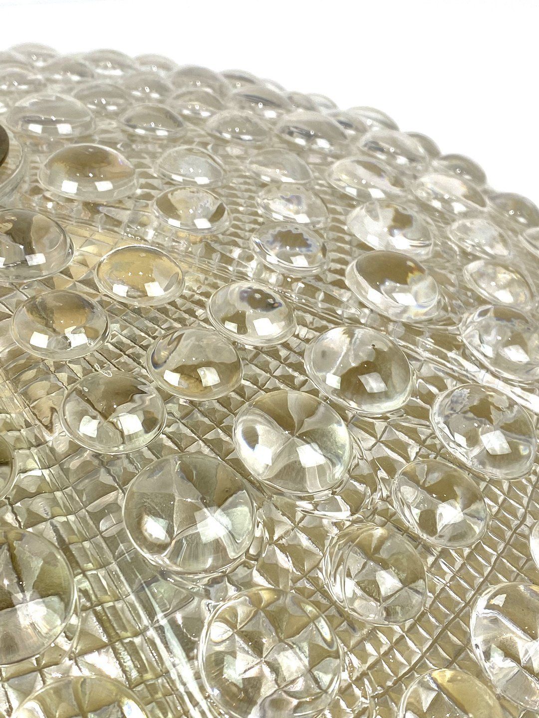 Ceiling Lamp In Brass And Glass Of Danish Design Manufactured By Orrefors Glassworks In The 1960s. photo vintage