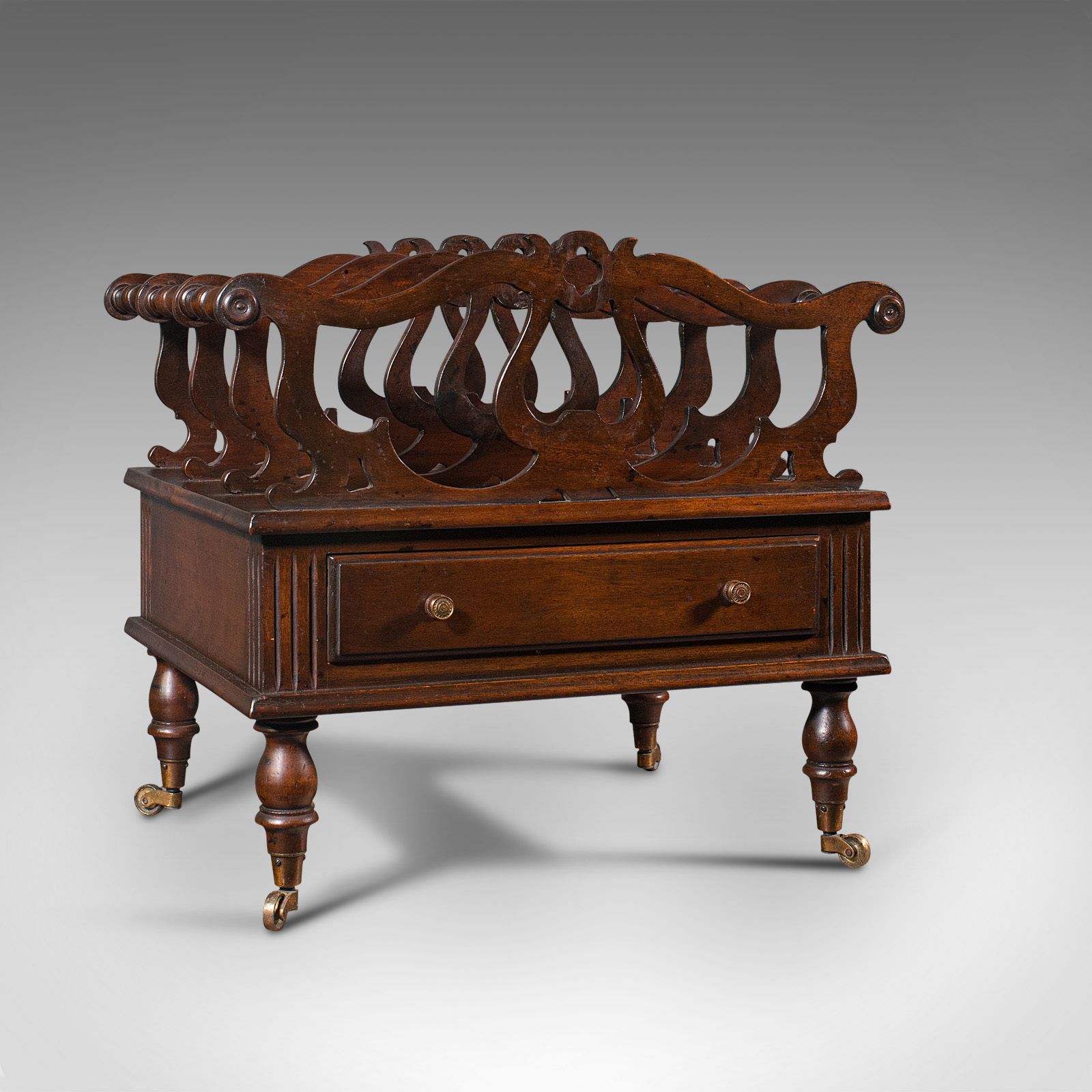 Antique Canterbury Stand, English, Magazine, Newspaper Rack, C.1900