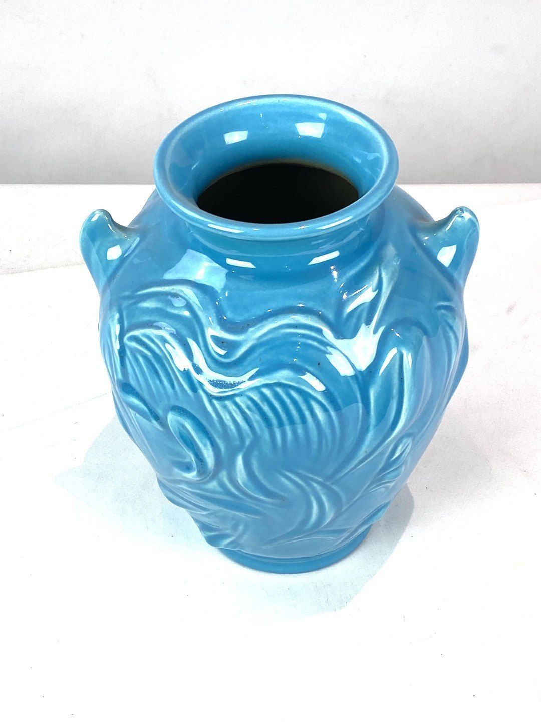 Ceramic Vase With Light Blue Glaze Of Knapstrub Ceramics From 1960s photo 155.0