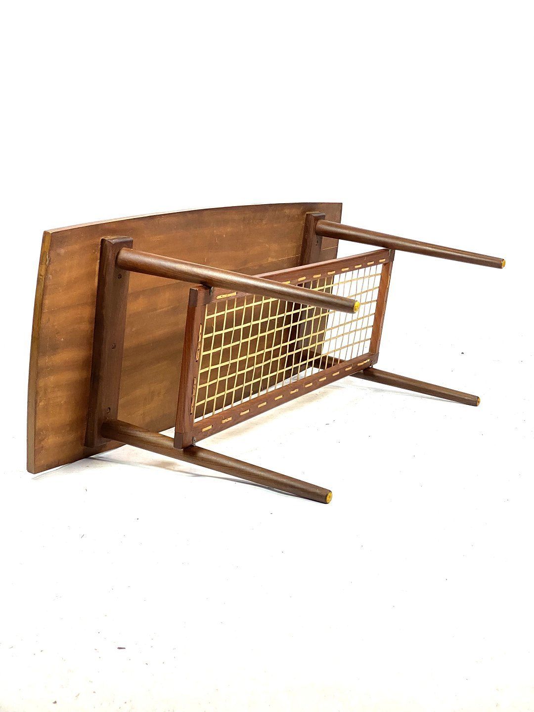 Coffee Table In Teak With Paper Cord Shelf Of Danish Design From The 1960s. photo vinterior