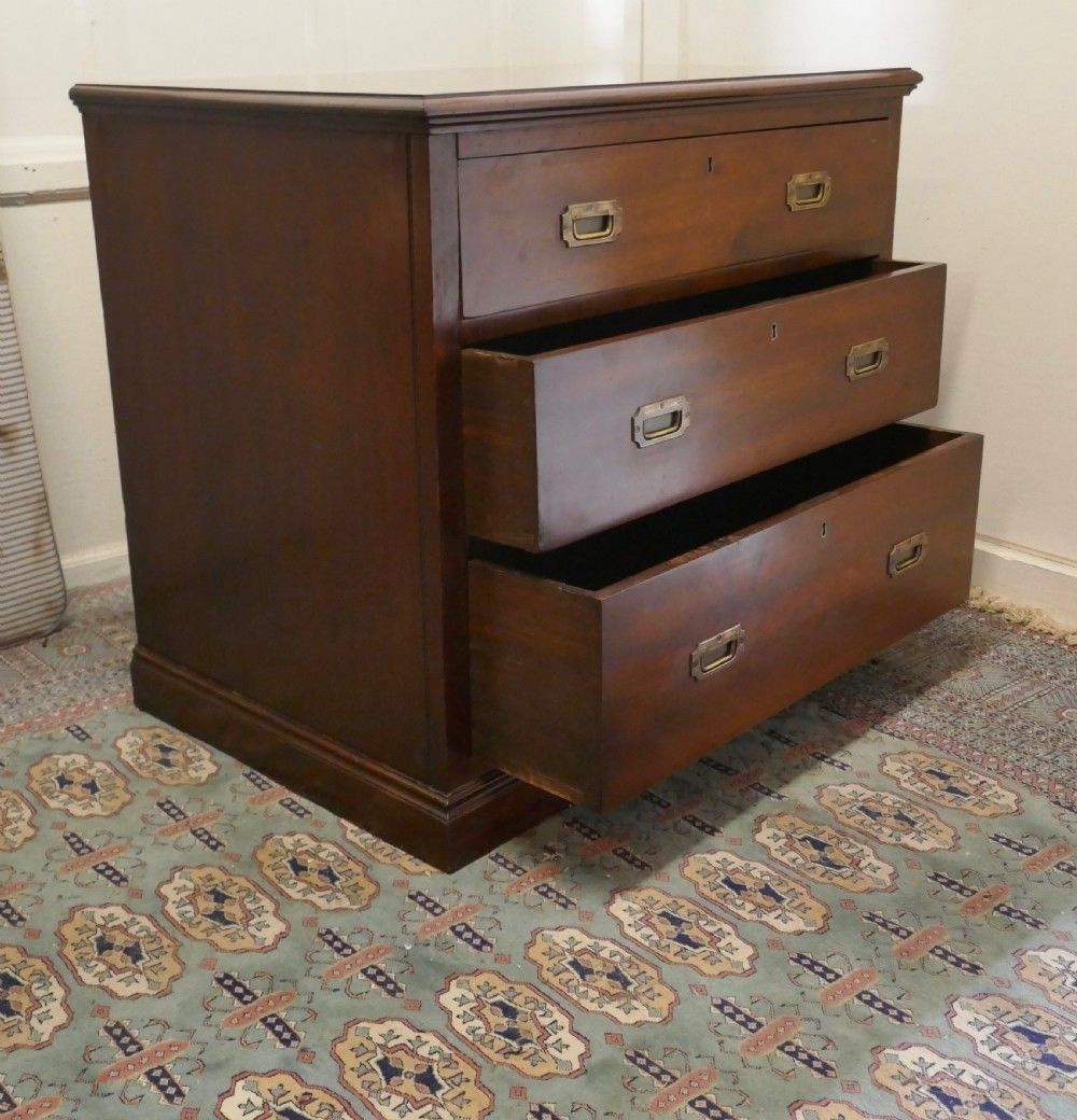 Good Quality 3 Drawer Mahogany Campaign Chest, From Hms Renown photo buy