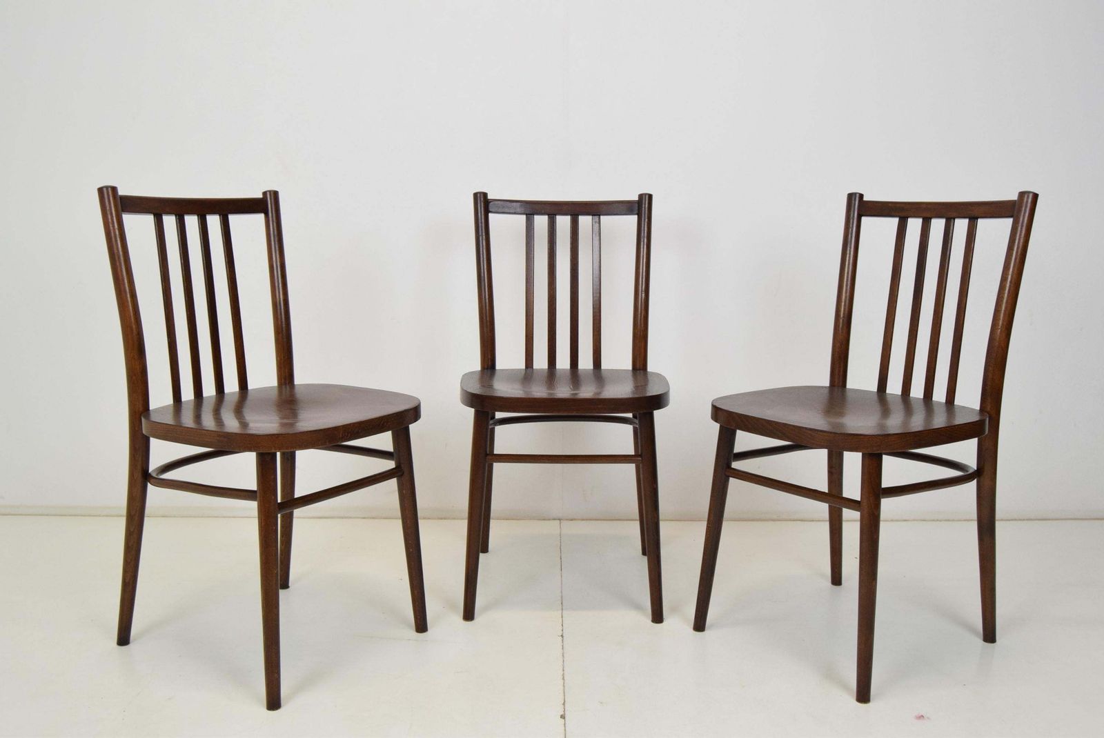 Mid Century Set Of Three Chairs,Ton,1960's. photo for sale