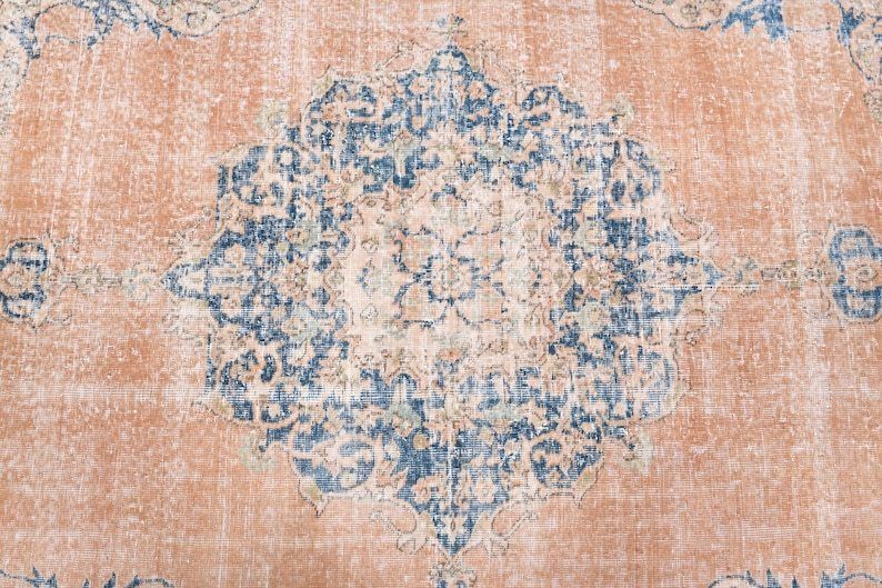 Turkish Vintage Area Rug  Oushak Handmade Wool Carpet  Farmhouse Decor  One Of A Kind  Made In Anatolia  Living Room Rug Oriental photo vinterior