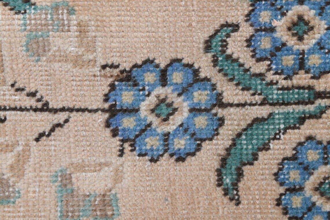 Turkish Vintage Area Rug Handmade Wool Large Room Carpet Farmhouse Decor One Of A Kind Made In Anatolia Medallion Bordered photo vintage