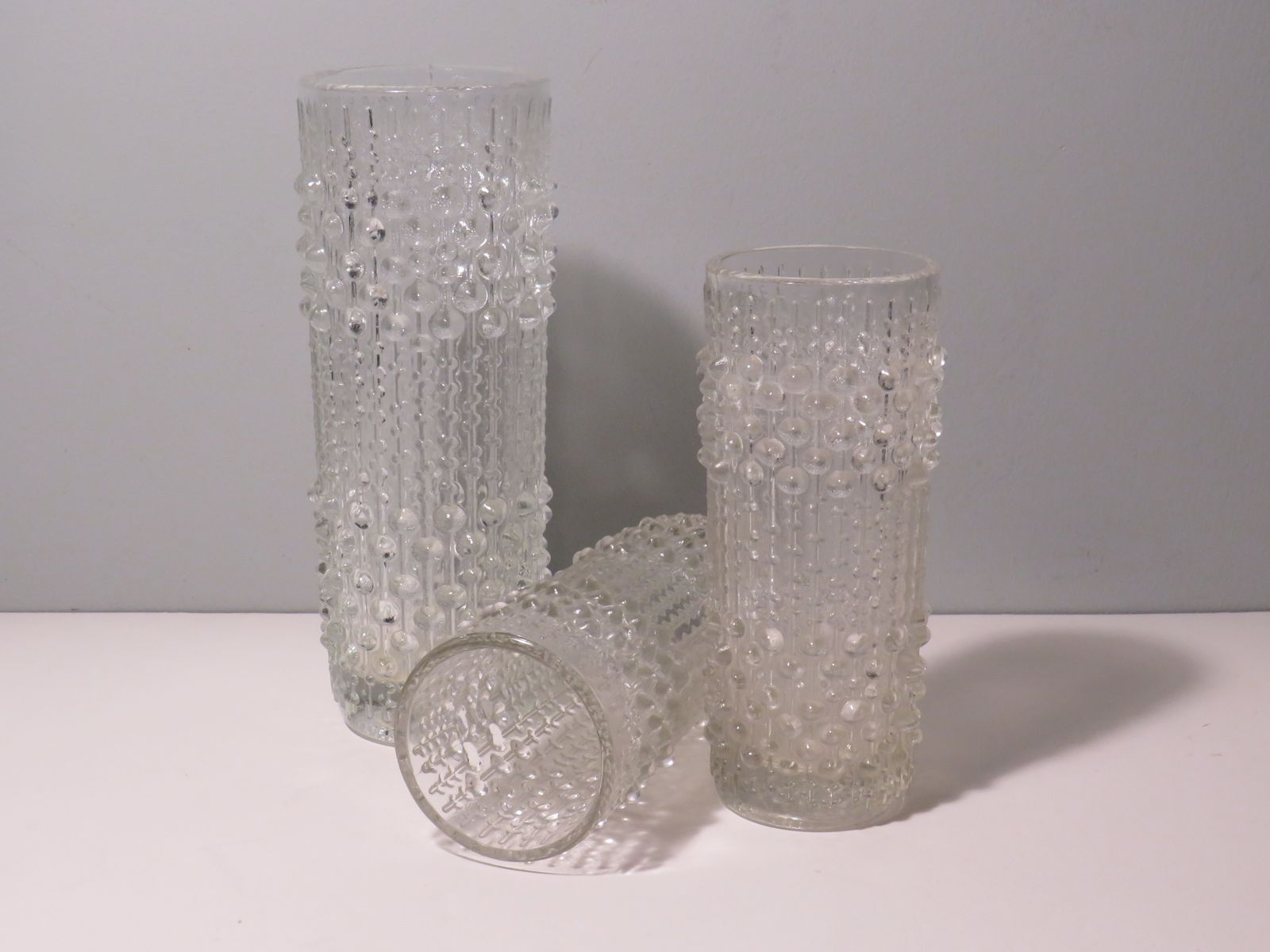 Set Of 3 Vases, Candle Wax Motif, Sklo Union Glass Works, Czech Republic. 1970 photo Home Decor