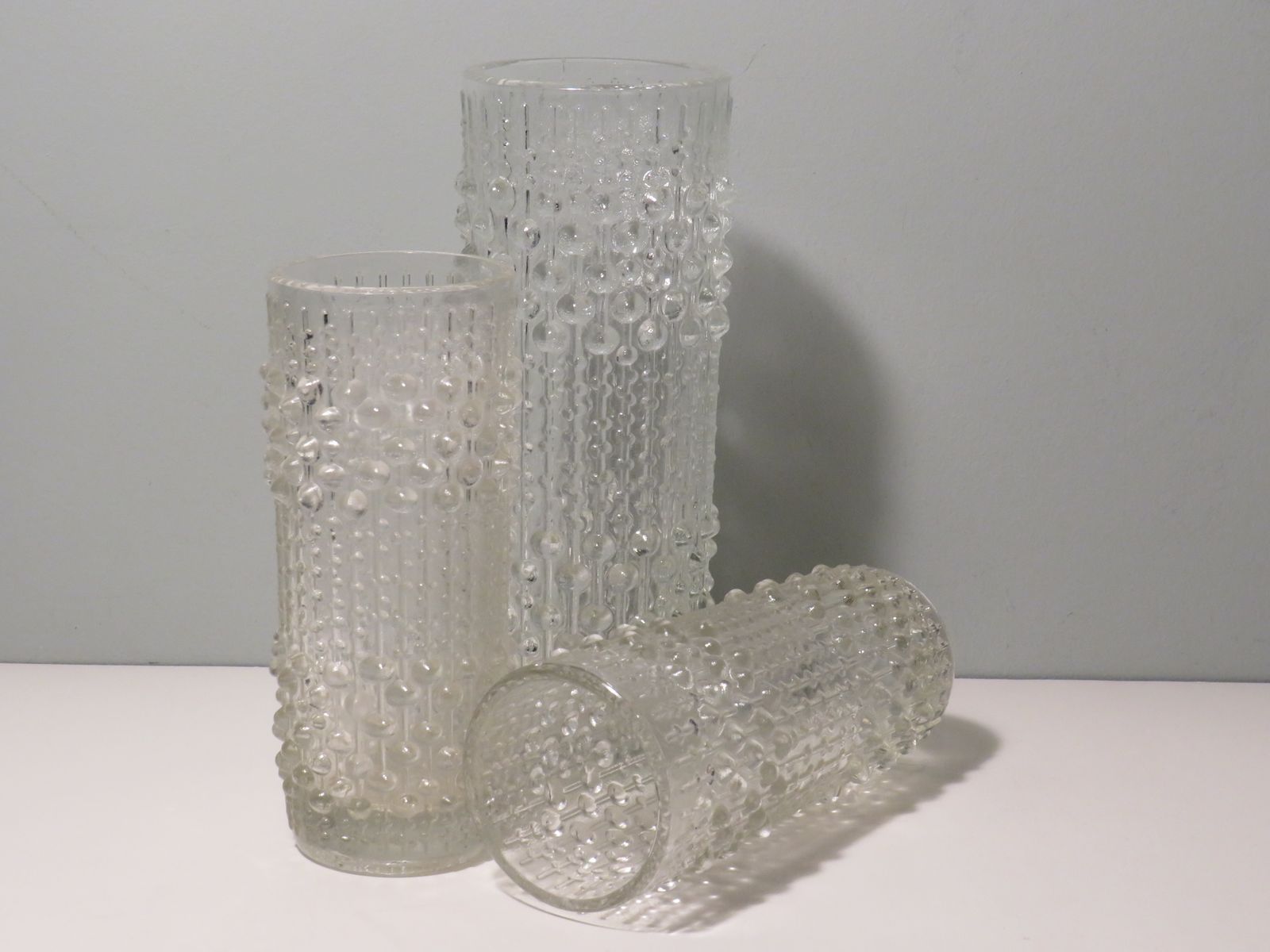 Set Of 3 Vases, Candle Wax Motif, Sklo Union Glass Works, Czech Republic. 1970 photo 380.0