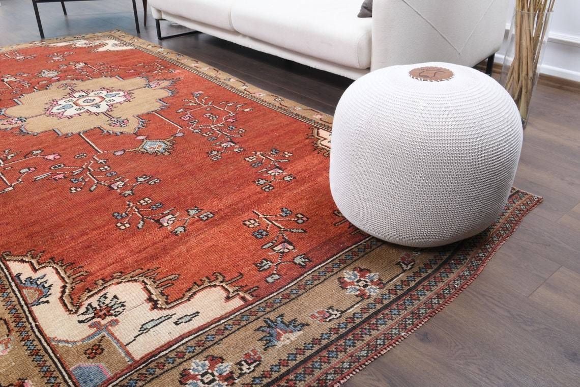 5x11 Vintage Turkish Oushak Area Rug Handmade Wool Rug Red Rugs Farmhouse Decor One Of A Kind Boho Decor Made In Turkey Carpet photo furniture