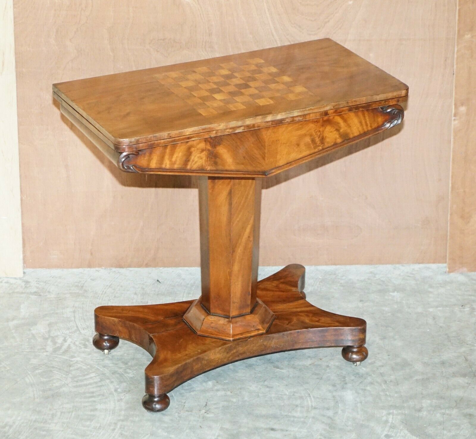 Rare William IV Circa 1830 Mahogany Occasional Table Chess Board Games Cards Top photo furniture