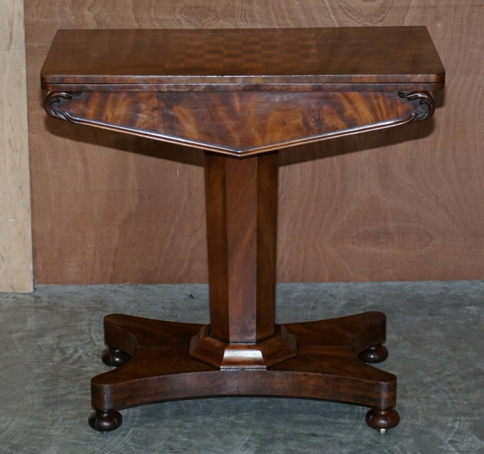 Rare William IV Circa 1830 Mahogany Occasional Table Chess Board Games Cards Top photo for sale