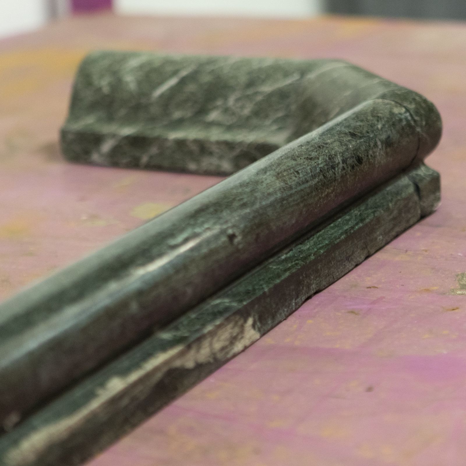 Antique Green Marble Fireplace Fender | Verde Antico Curb Fender photo for sale