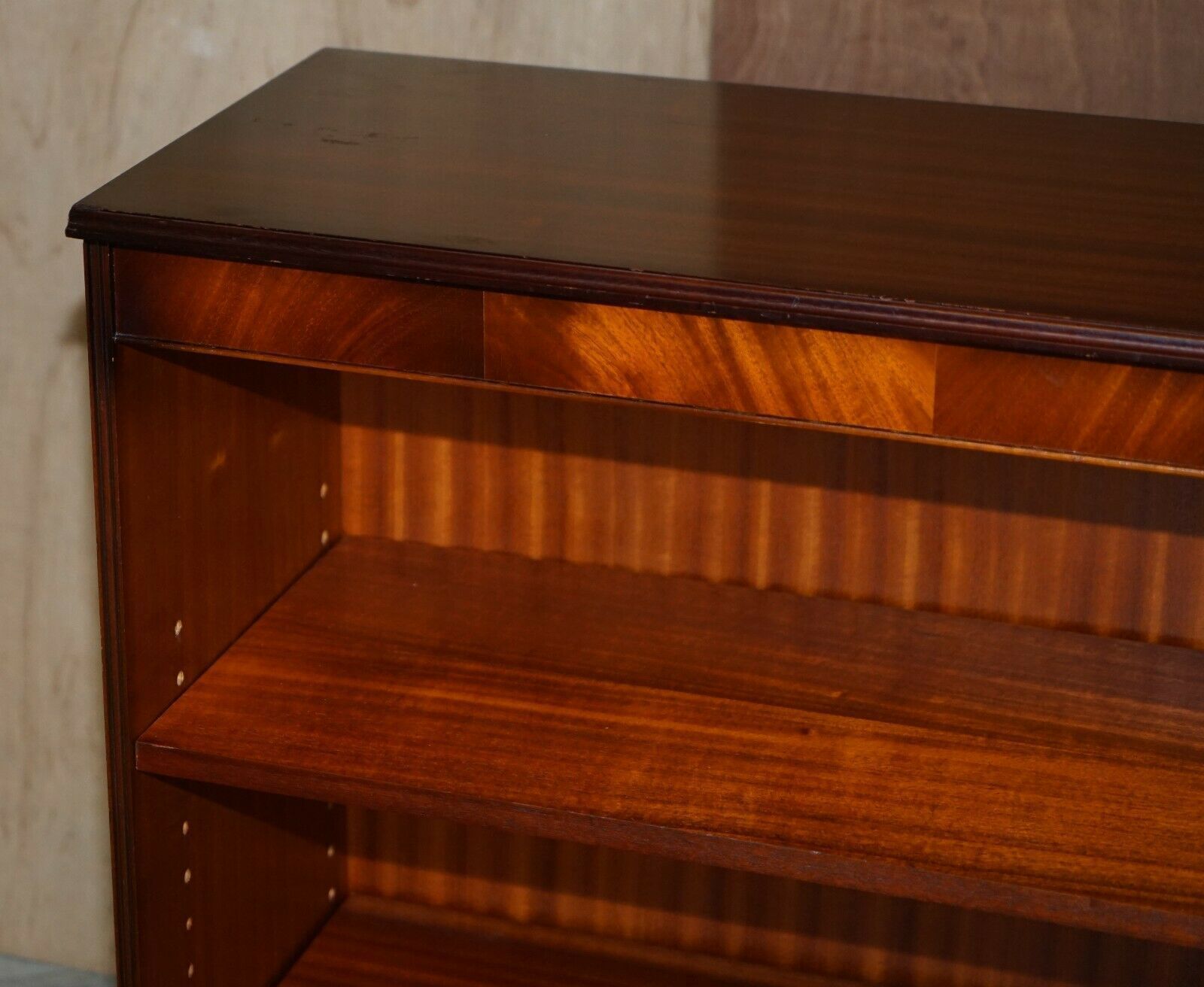 Pair Of Shaws Of London Flamed Mahogany Dwarf Open Library Bookcases Small Suite photo Furniture