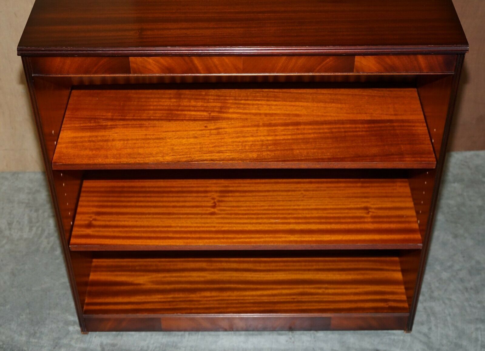 Pair Of Shaws Of London Flamed Mahogany Dwarf Open Library Bookcases Small Suite photo vinterior