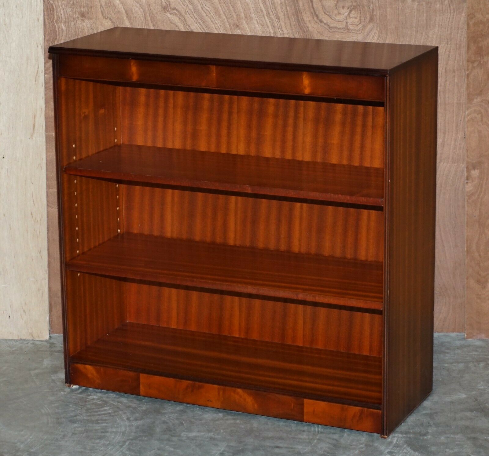 Furniture Pair Of Shaws Of London Flamed Mahogany Dwarf Open Library Bookcases Small Suite photo
