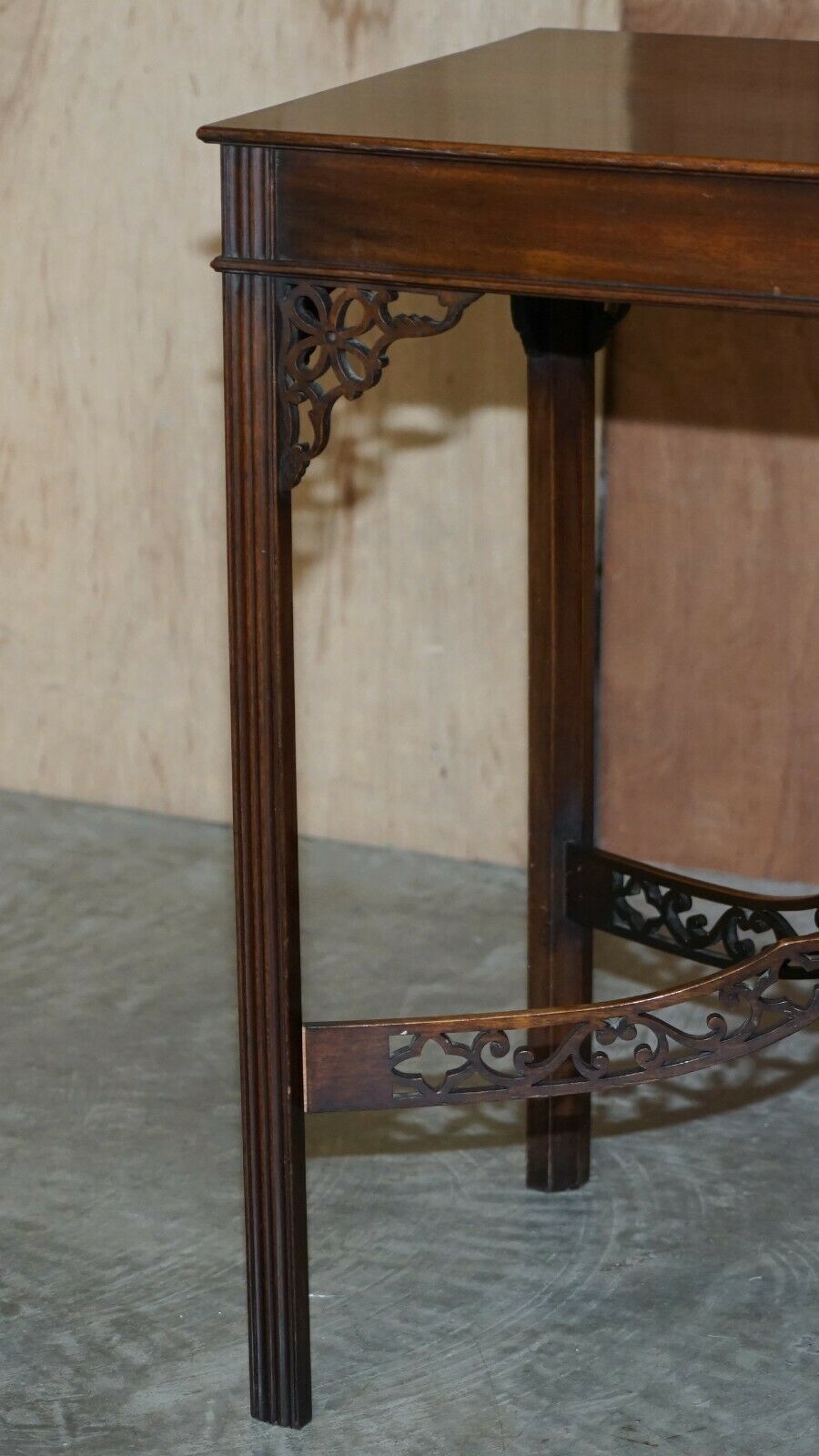 Antique 19th Century Thomas Chippendale Mahogany Silver Tea Table Stamped Base photo buy