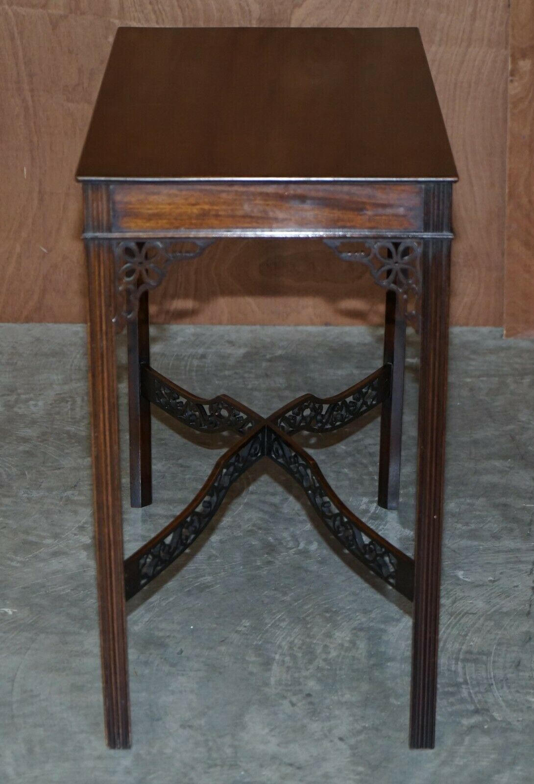 photo for sale Antique 19th Century Thomas Chippendale Mahogany Silver Tea Table Stamped Base