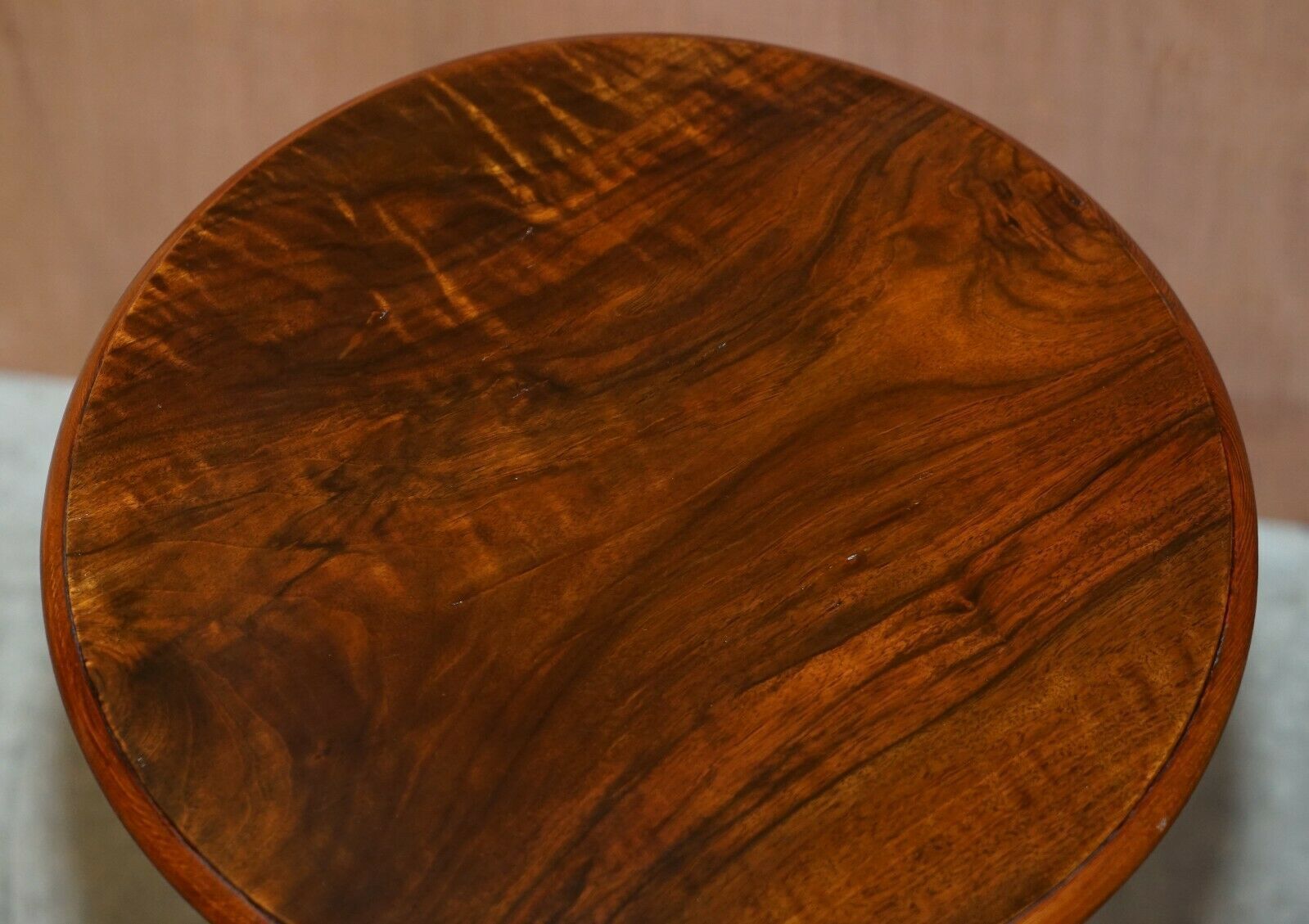 Exquisite Antique Barley Twist Hand Carved Mahogany Side End Lamp Wine Table photo Furniture