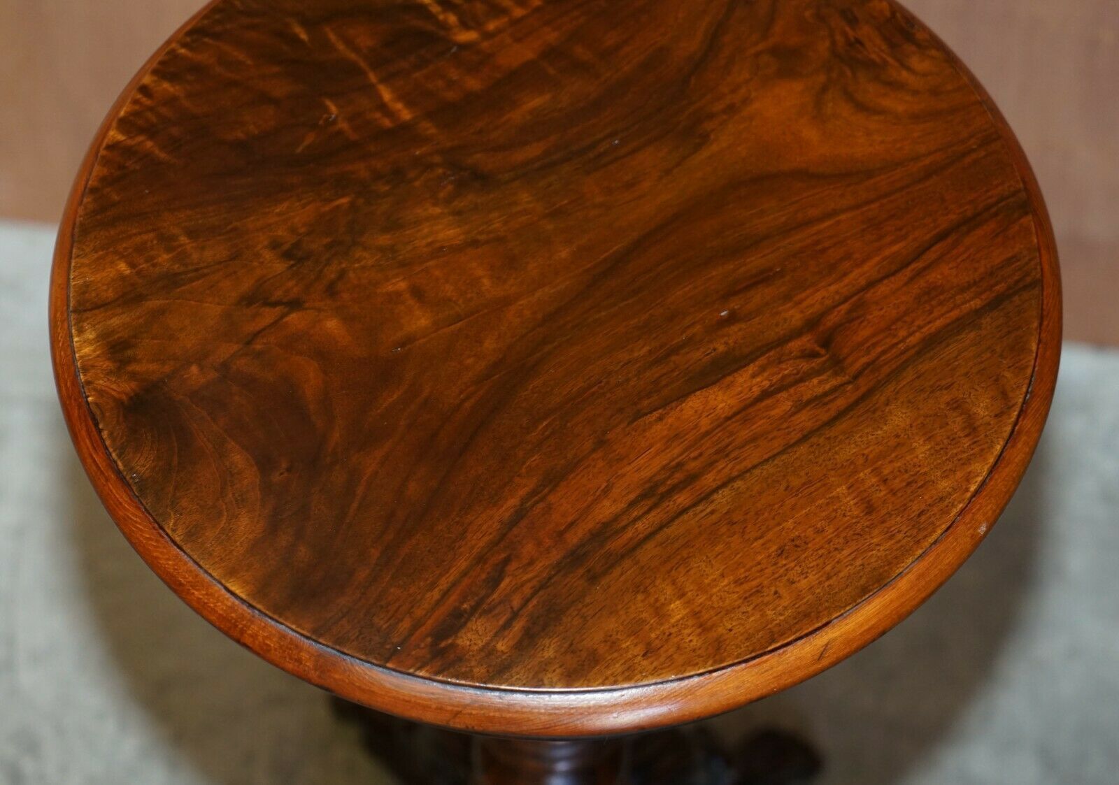 Exquisite Antique Barley Twist Hand Carved Mahogany Side End Lamp Wine Table photo 1250.0
