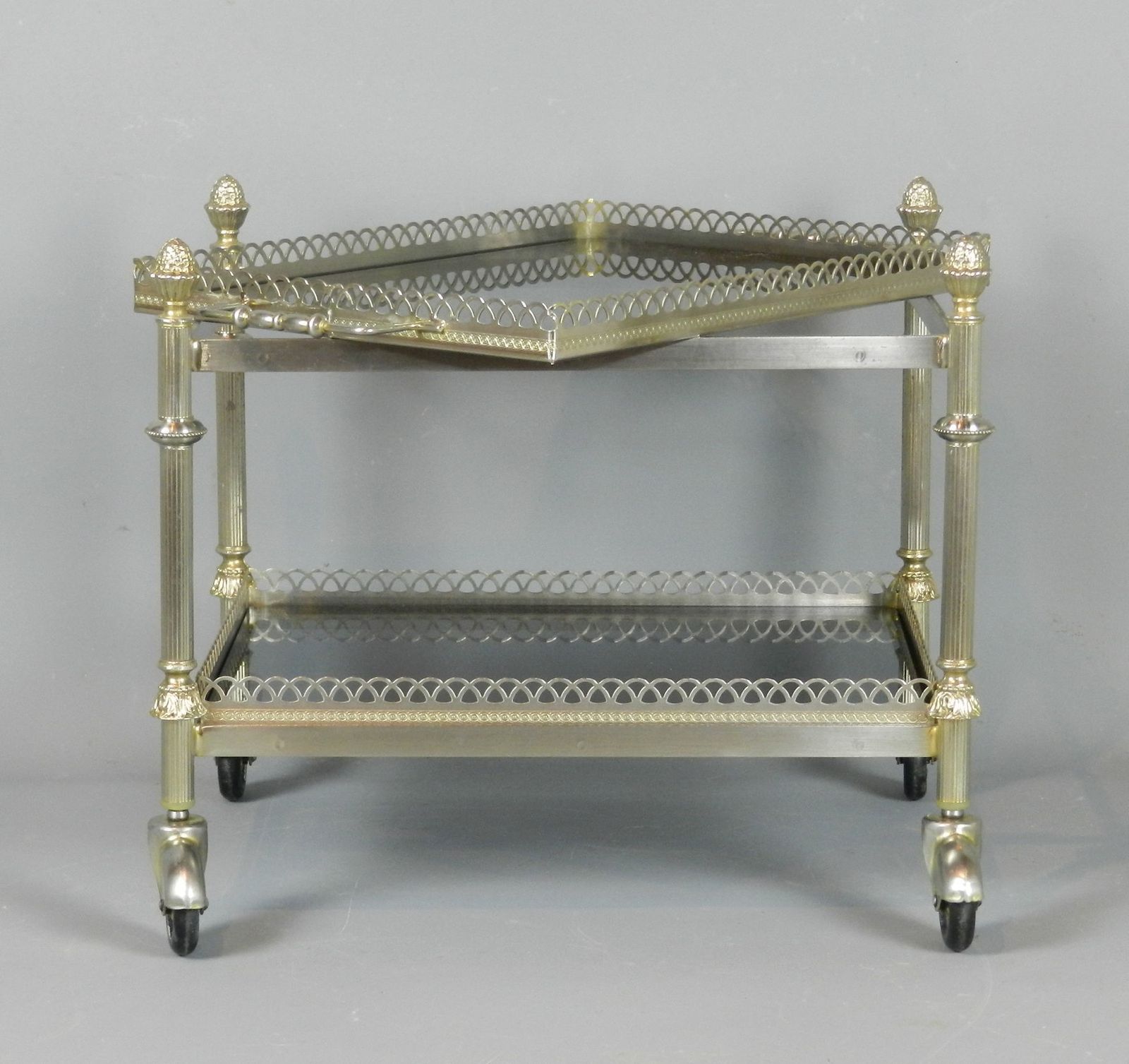 photo vinterior Nest Of French Tables/Trolleys/Bar Carts With Smoked Glass Tops