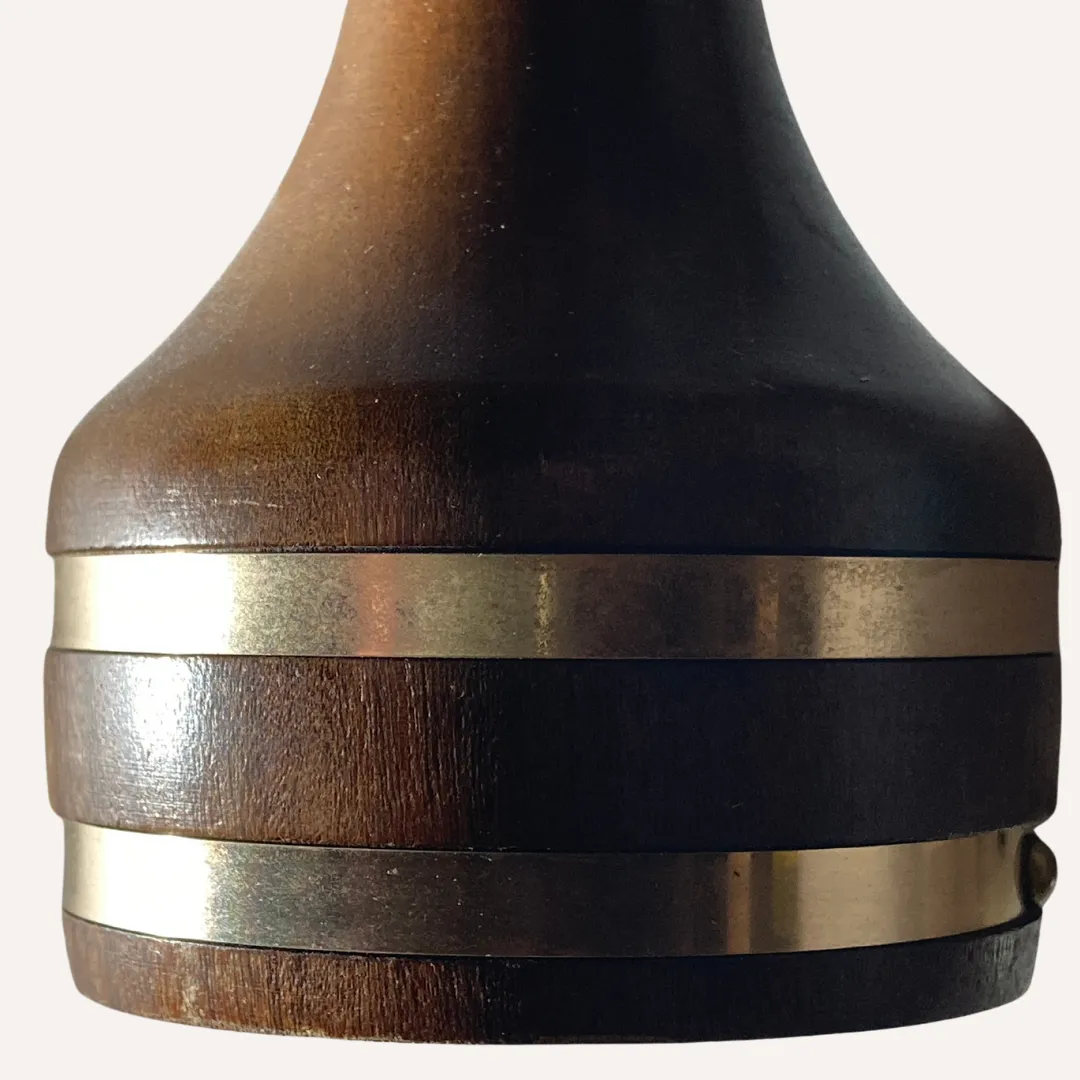 Scandinavian Teak And Brass Small Table Lamp, 1960s photo for sale