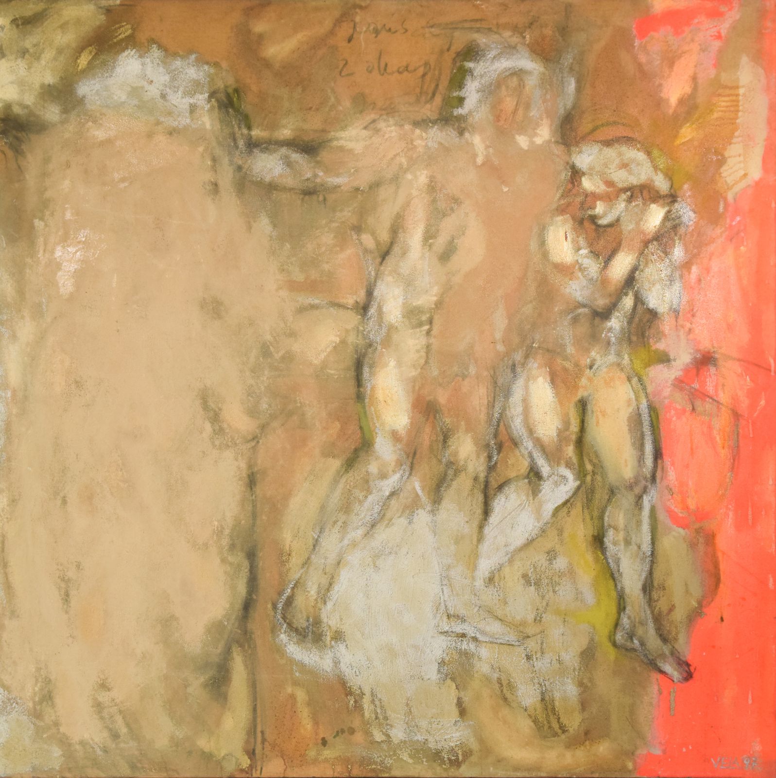 photo vintage Vicente Vela – Twee Grote Figuratief Expressionistische Naaktstudies