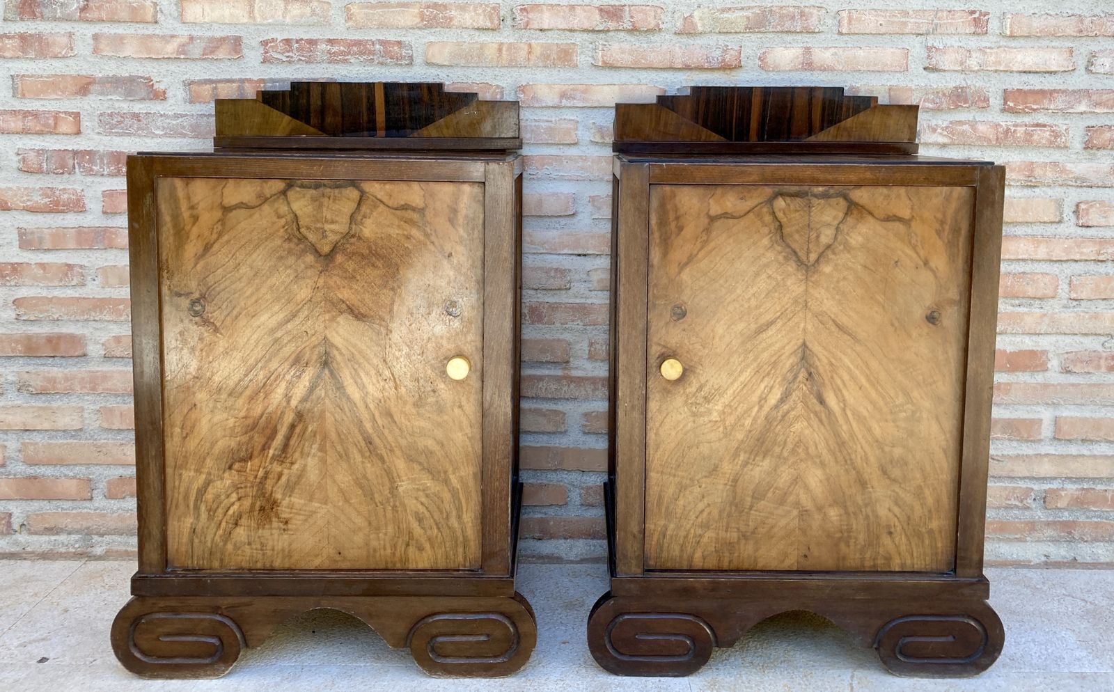 Art Deco Side Cabinets Or Nightstands With One Drawer, 1930s, Set Of 2 photo for sale
