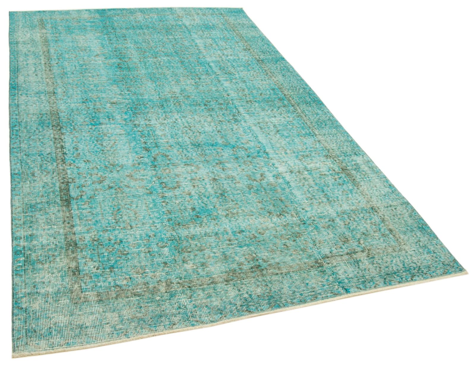 Turkish Handmade 1980s 160 Cm X 274 Cm Turquoise Over Dyed Wool Rug photo furniture