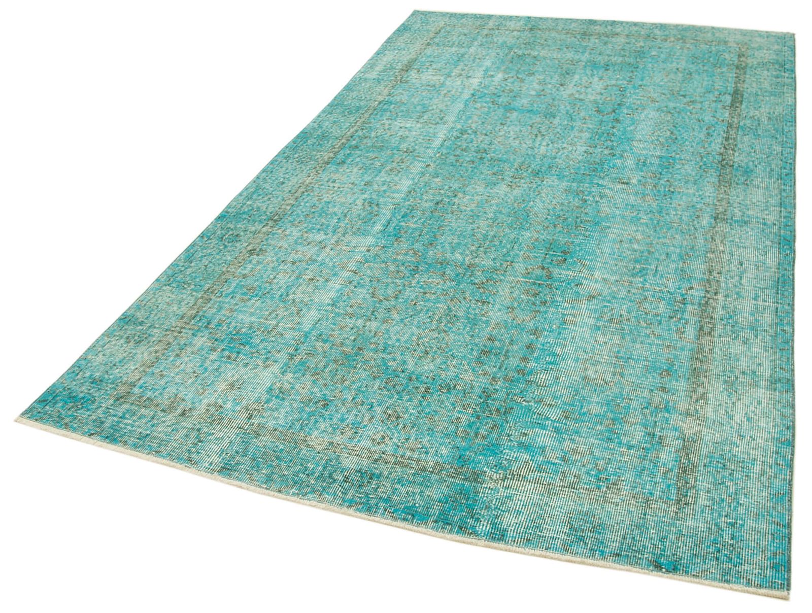 Turkish Handmade 1980s 160 Cm X 274 Cm Turquoise Over Dyed Wool Rug photo for sale
