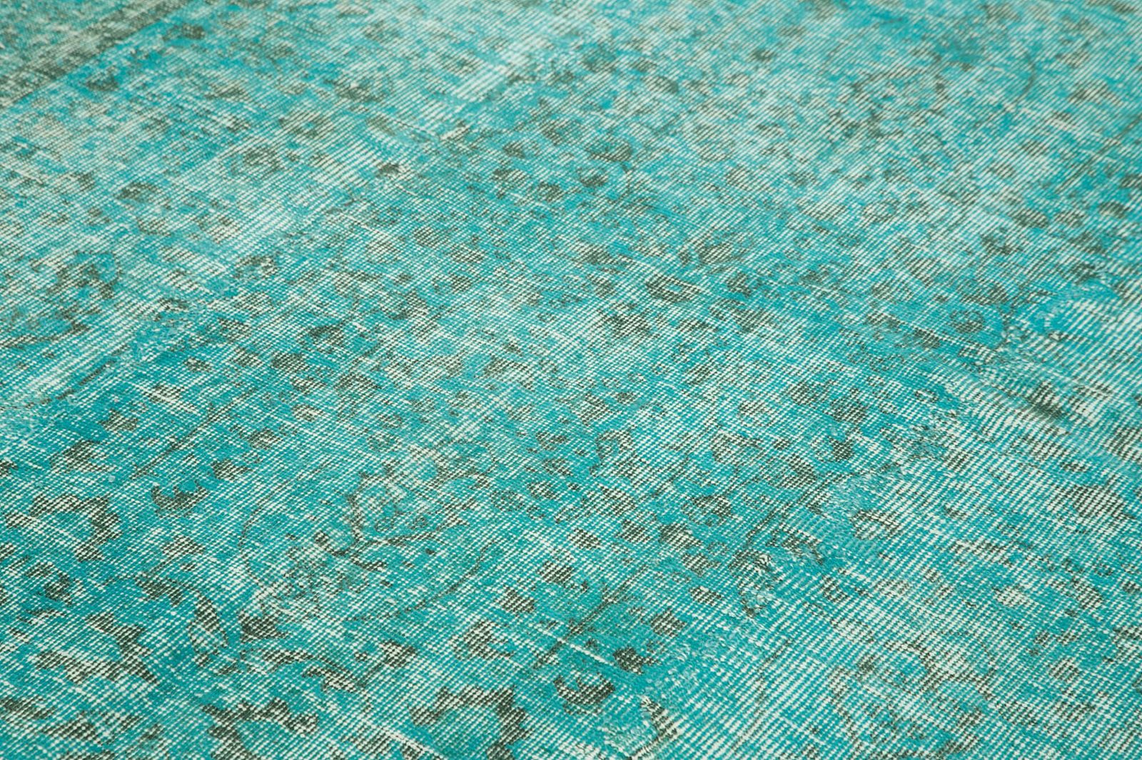 Turkish Handmade 1980s 160 Cm X 274 Cm Turquoise Over Dyed Wool Rug photo 677.0