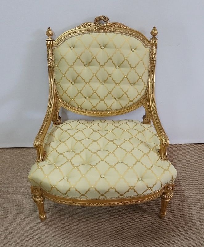 Pair Of Queen Louis XVI Armchairs, Napoleon III Period   Mid Xixth photo for sale