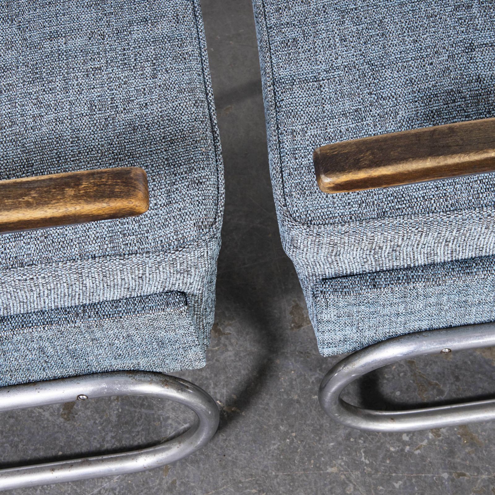1930’s Pair Of Mucke Melder Original Armchairs – Fully Restored (Blue Fleck) photo furniture