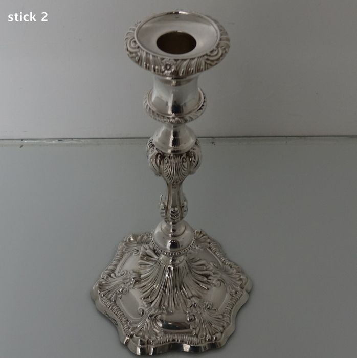photo for sale 19th Century Antique Victorian Silverplated Pair Of Candlesticks Walker & Hall