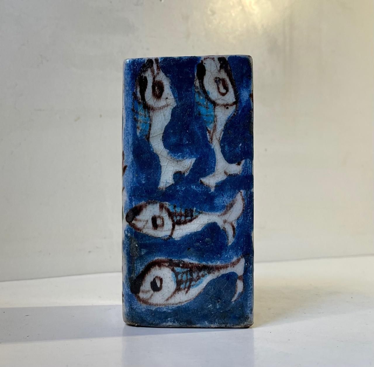 Naive Italian Glazed Stoneware Vase In The Style Of Guido Gambone photo Home Decor