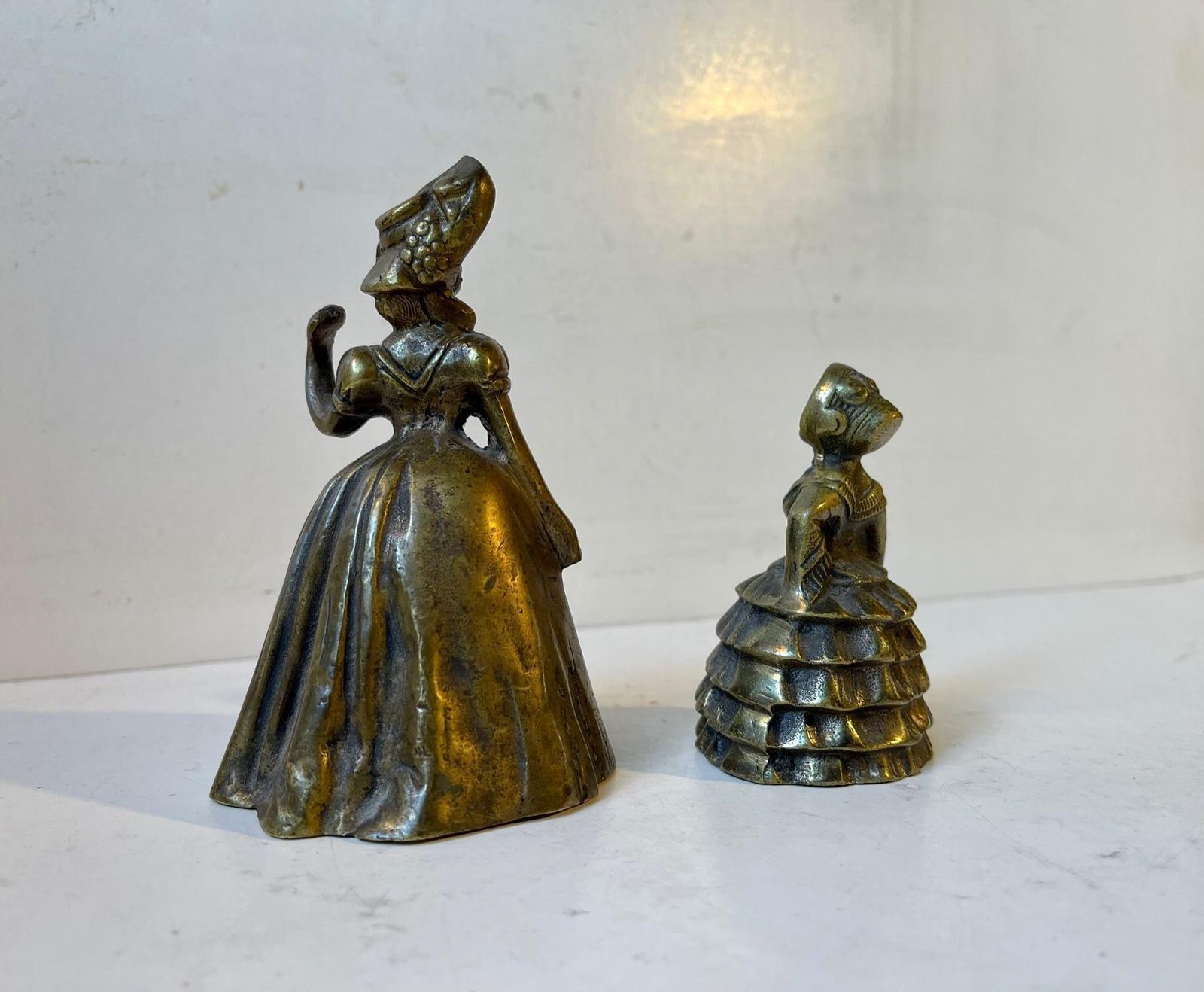 Antique Victorian Brass Bells In Shape Of Ladies, 19th Century, Set Of 2 photo Home Decor