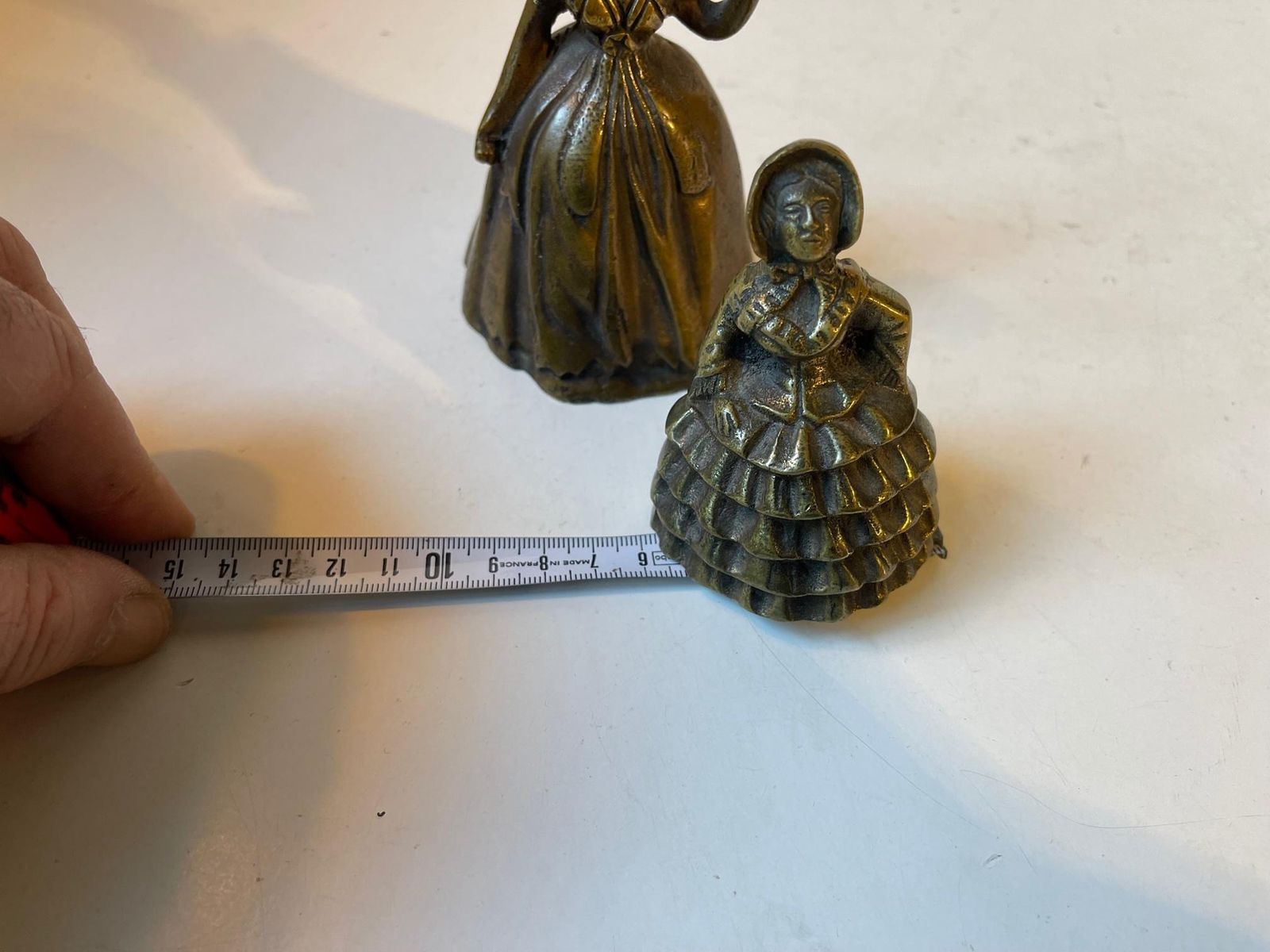 365.0 Antique Victorian Brass Bells In Shape Of Ladies, 19th Century, Set Of 2 photo