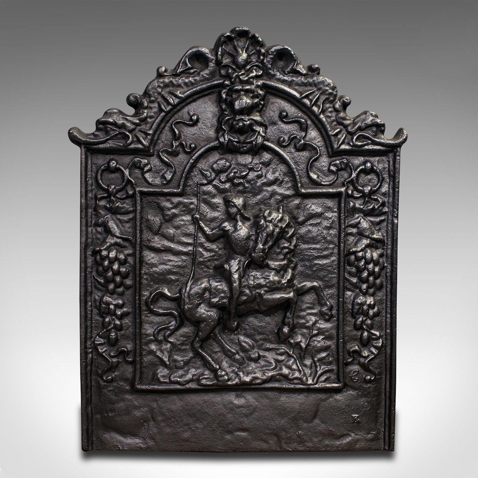 Antique Decorative Fire Backrest, English, Cast Iron, Fireplace Back photo furniture